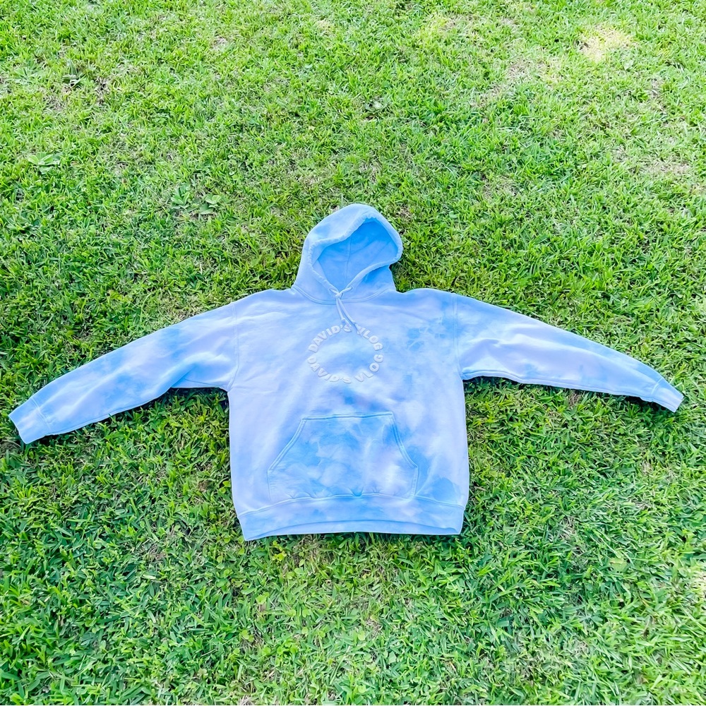 Blue Tie Dye David Dobrik Hoodie Sweatshirt David’s Vlog Size Medium Fanjoy
